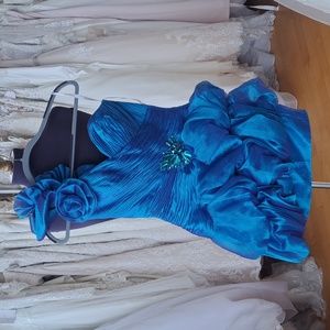 Sherri Hill Blue Ruffled Dress